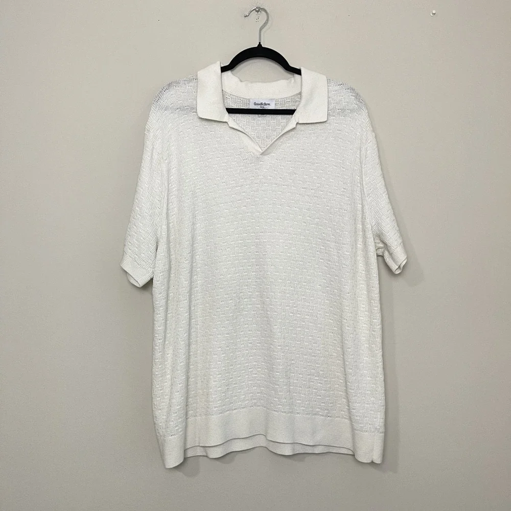 Goodfellow & Co Textured Knit Polo Sweater Shirt Men's Minimalist Coastal Preppy
